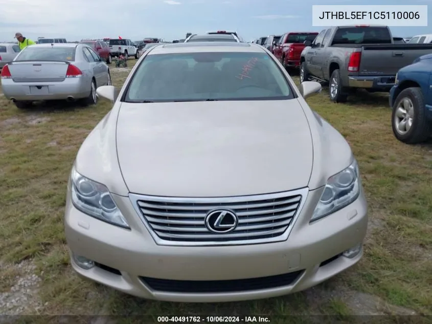 2012 Lexus Ls 460 VIN: JTHBL5EF1C5110006 Lot: 40491762