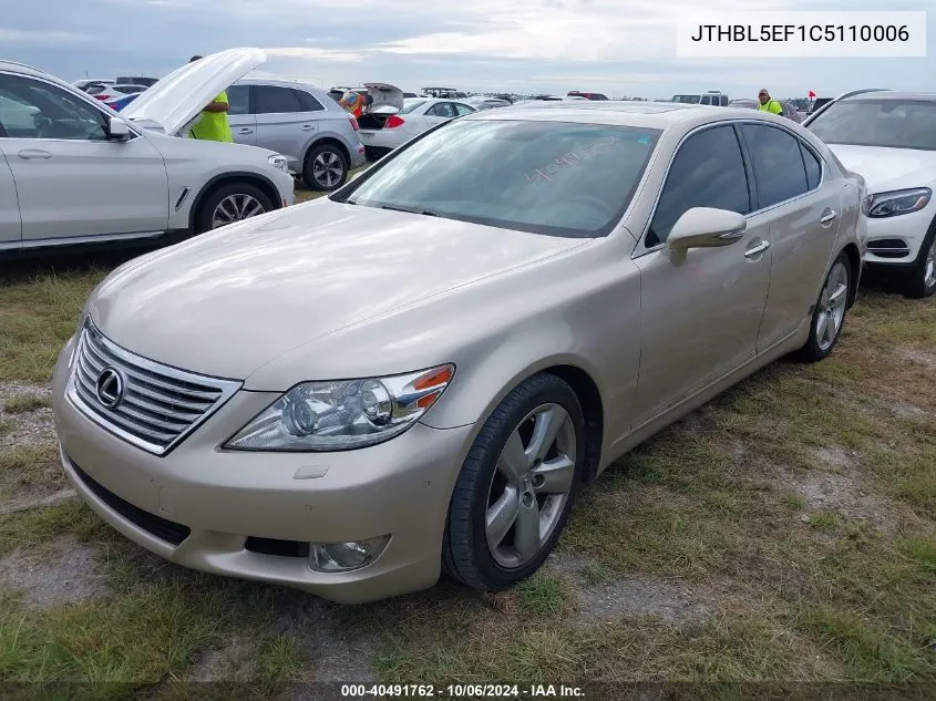 2012 Lexus Ls 460 VIN: JTHBL5EF1C5110006 Lot: 40491762