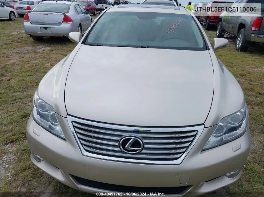 2012 Lexus Ls 460 VIN: JTHBL5EF1C5110006 Lot: 40491762