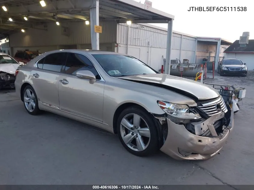 2012 Lexus Ls 460 VIN: JTHBL5EF6C5111538 Lot: 40616306