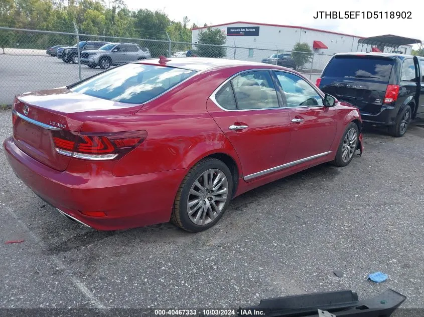 2013 Lexus Ls 460 VIN: JTHBL5EF1D5118902 Lot: 40467333