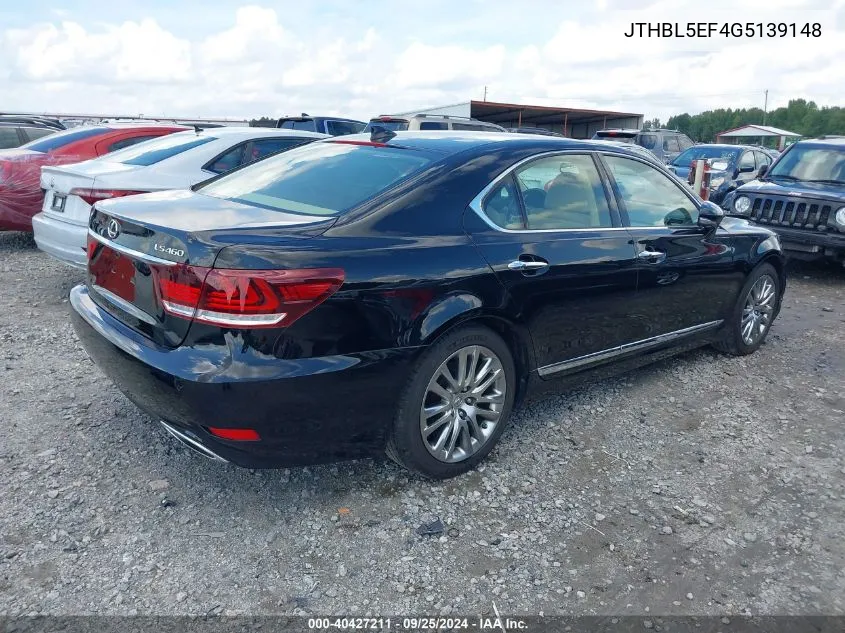 2016 Lexus Ls 460 VIN: JTHBL5EF4G5139148 Lot: 40427211