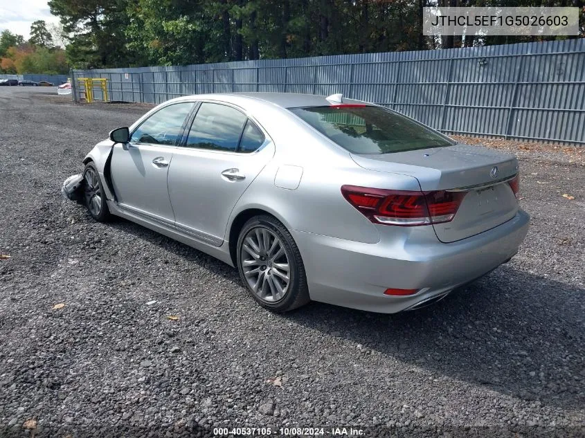 2016 Lexus Ls 460 VIN: JTHCL5EF1G5026603 Lot: 40537105