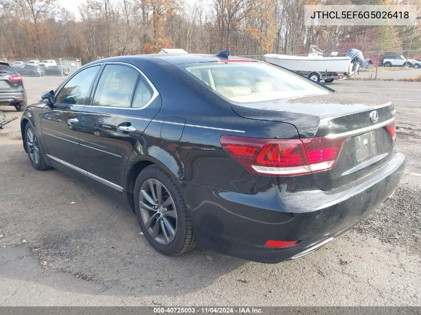 2016 Lexus Ls 460 VIN: JTHCL5EF6G5026418 Lot: 40725003