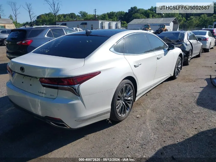 2018 Lexus Ls 500 VIN: JTHC5LFF6J5002687 Lot: 40072620