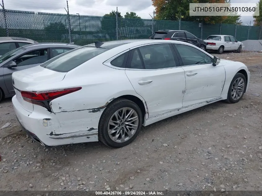 2022 Lexus Ls VIN: JTHD51GF7N5010360 Lot: 40426706