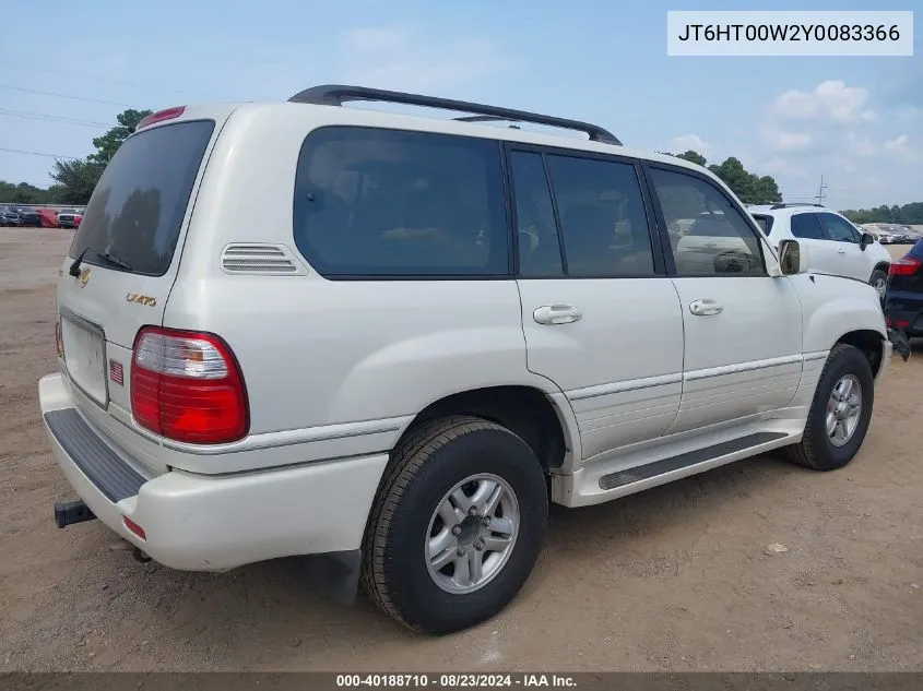 2000 Lexus Lx 470 VIN: JT6HT00W2Y0083366 Lot: 40188710