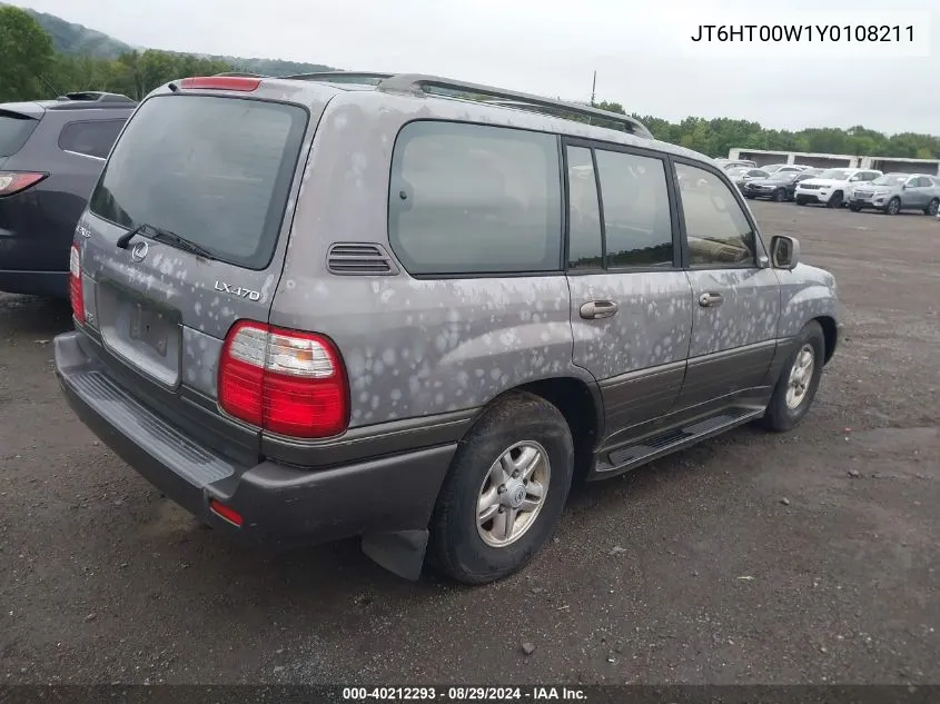 2000 Lexus Lx 470 VIN: JT6HT00W1Y0108211 Lot: 40212293