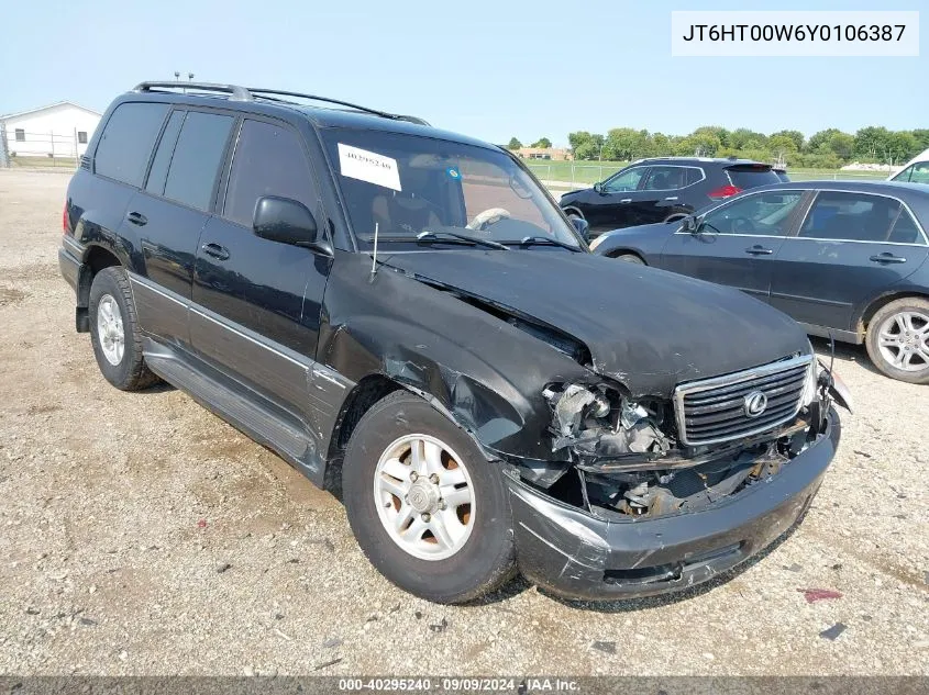 2000 Lexus Lx 470 VIN: JT6HT00W6Y0106387 Lot: 40295240