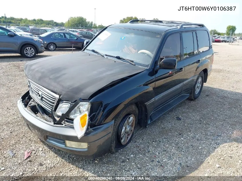 2000 Lexus Lx 470 VIN: JT6HT00W6Y0106387 Lot: 40295240