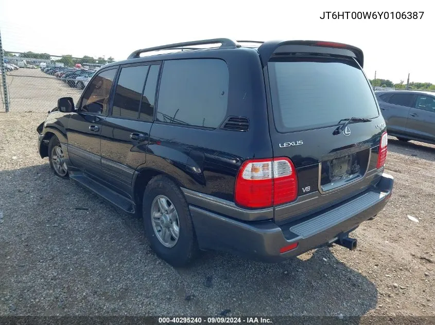 2000 Lexus Lx 470 VIN: JT6HT00W6Y0106387 Lot: 40295240