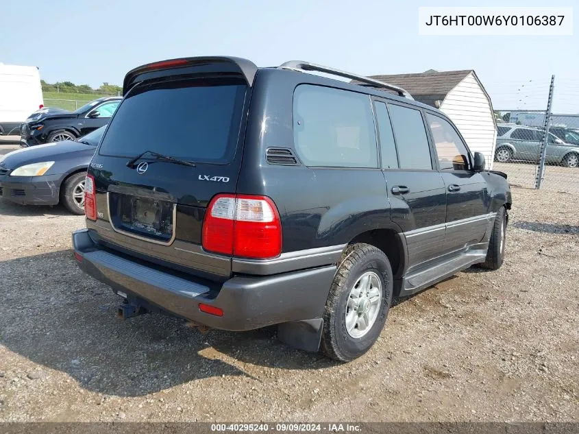 2000 Lexus Lx 470 VIN: JT6HT00W6Y0106387 Lot: 40295240