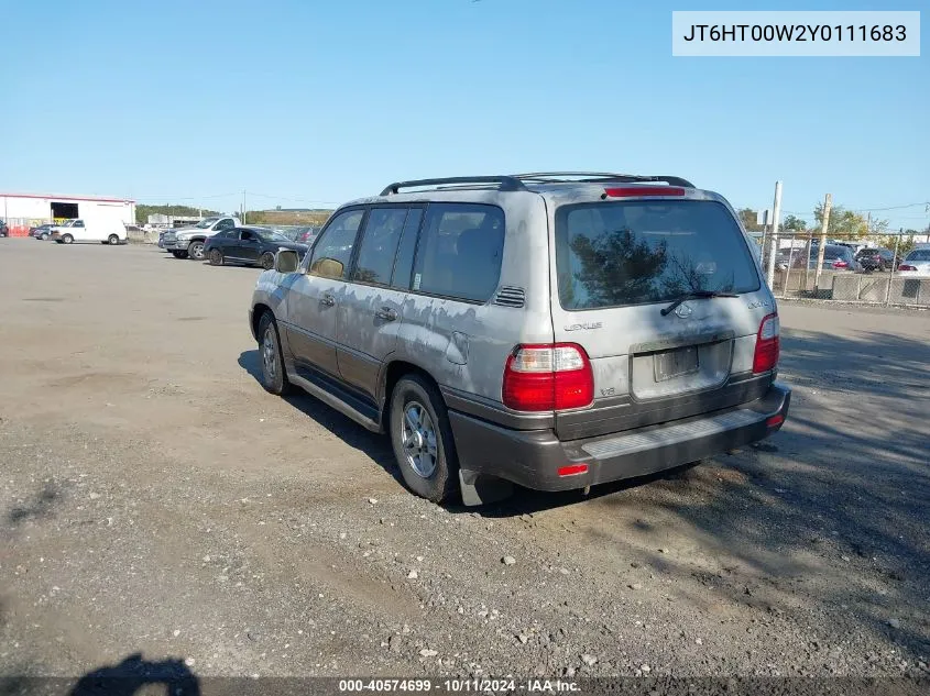 2000 Lexus Lx 470 VIN: JT6HT00W2Y0111683 Lot: 40574699