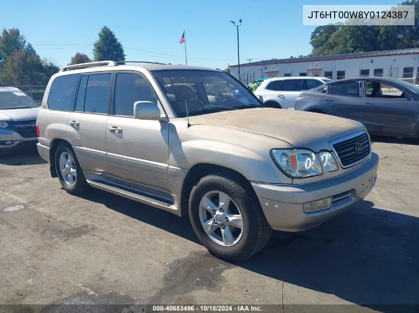 2000 Lexus Lx 470 VIN: JT6HT00W8Y0124387 Lot: 40653496