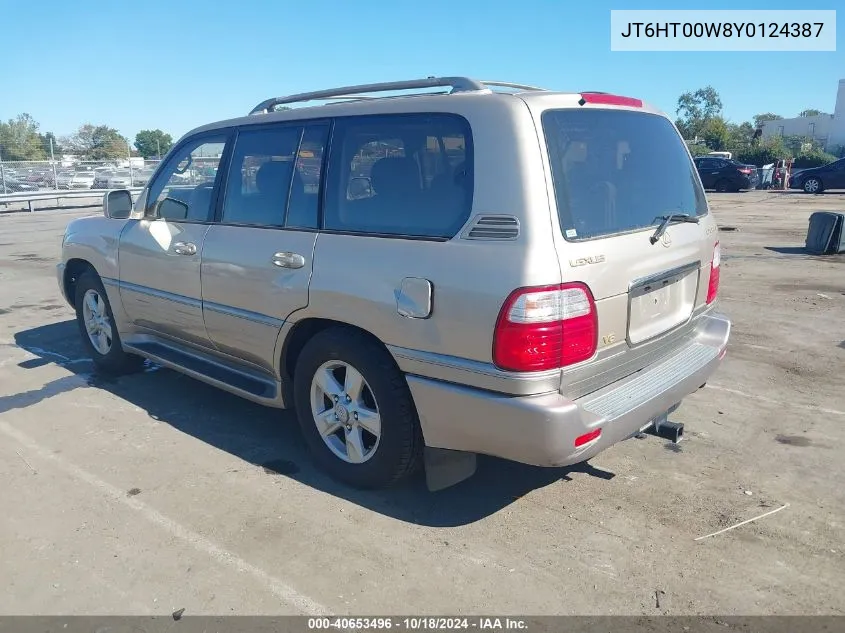 2000 Lexus Lx 470 VIN: JT6HT00W8Y0124387 Lot: 40653496