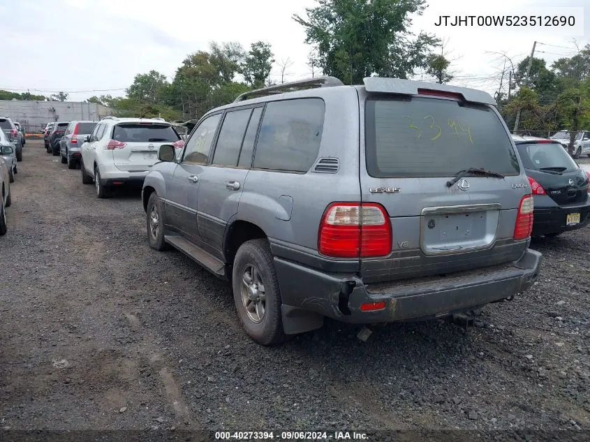 2002 Lexus Lx 470 VIN: JTJHT00W523512690 Lot: 40272777