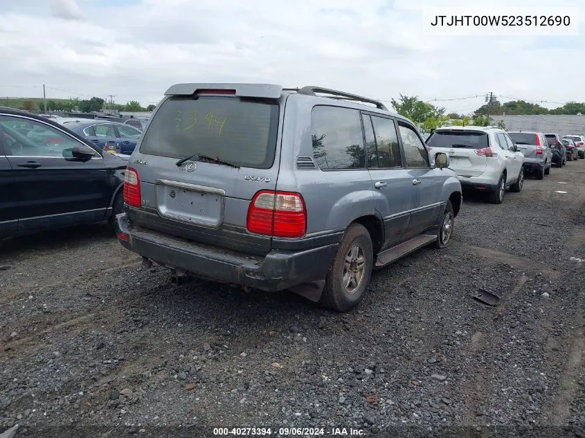 2002 Lexus Lx 470 VIN: JTJHT00W523512690 Lot: 40272777