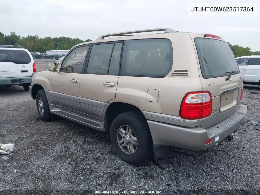 2002 Lexus Lx 470 470 VIN: JTJHT00W623517364 Lot: 40418285