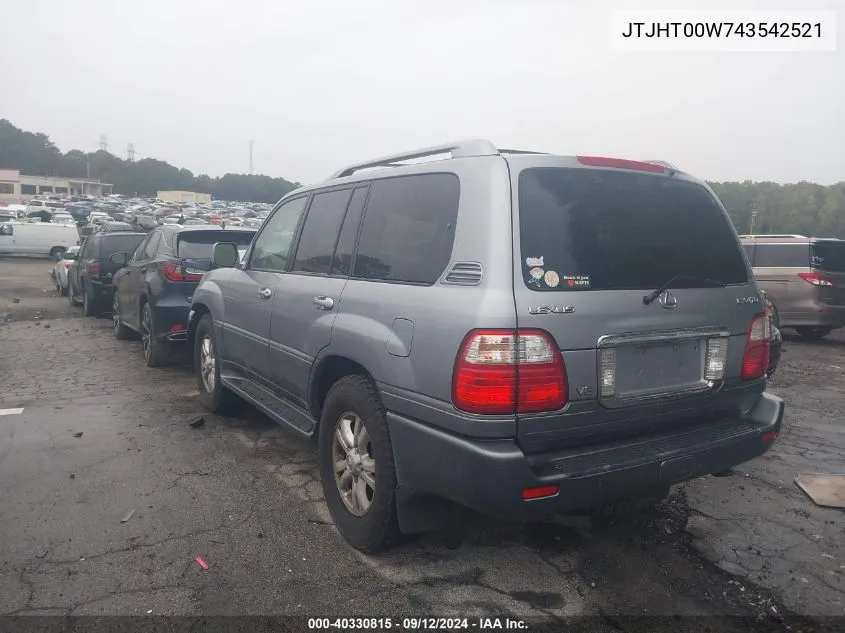 2004 Lexus Lx 470 VIN: JTJHT00W743542521 Lot: 40330815