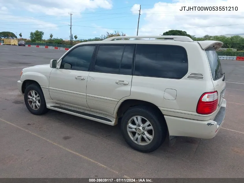 2005 Lexus Lx 470 VIN: JTJHT00W053551210 Lot: 39839117