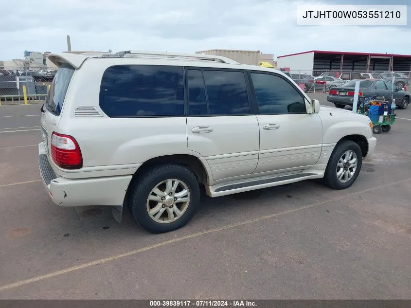 2005 Lexus Lx 470 VIN: JTJHT00W053551210 Lot: 39839117