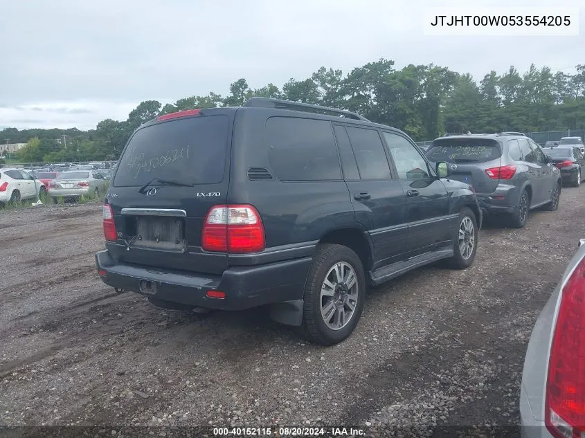 2005 Lexus Lx 470 VIN: JTJHT00W053554205 Lot: 40152115