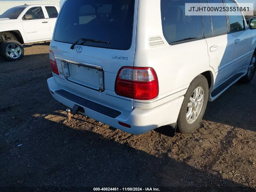 2005 Lexus Lx 470 VIN: JTJHT00W253551841 Lot: 40824461