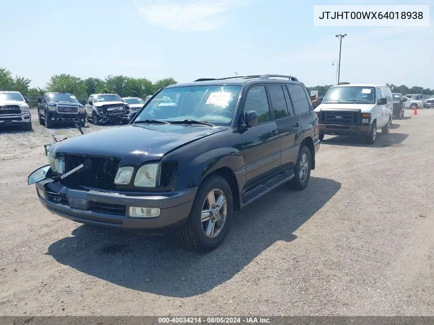 2006 Lexus Lx 470 VIN: JTJHT00WX64018938 Lot: 40034214