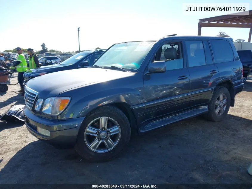 2006 Lexus Lx 470 VIN: JTJHT00W764011929 Lot: 40283549