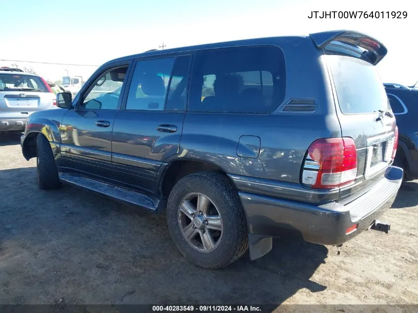 2006 Lexus Lx 470 VIN: JTJHT00W764011929 Lot: 40283549