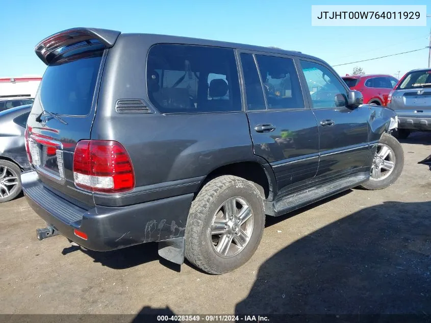 2006 Lexus Lx 470 VIN: JTJHT00W764011929 Lot: 40283549