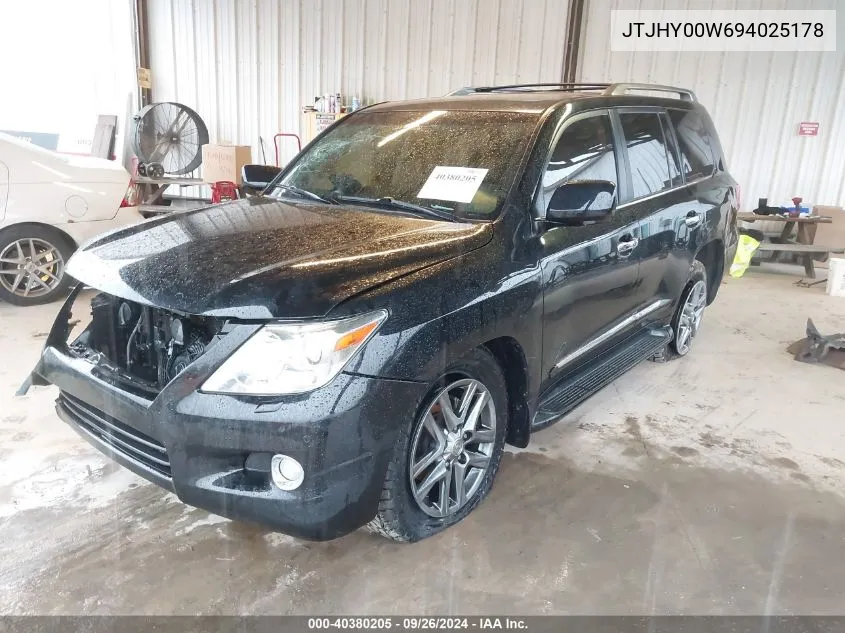 2009 Lexus Lx 570 VIN: JTJHY00W694025178 Lot: 40380205