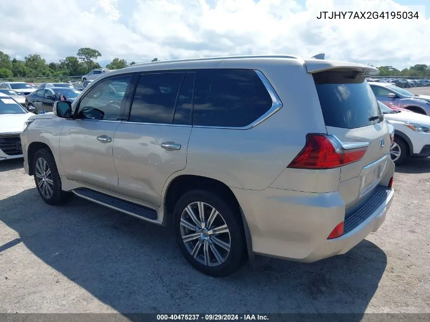 2016 Lexus Lx 570 VIN: JTJHY7AX2G4195034 Lot: 40475237