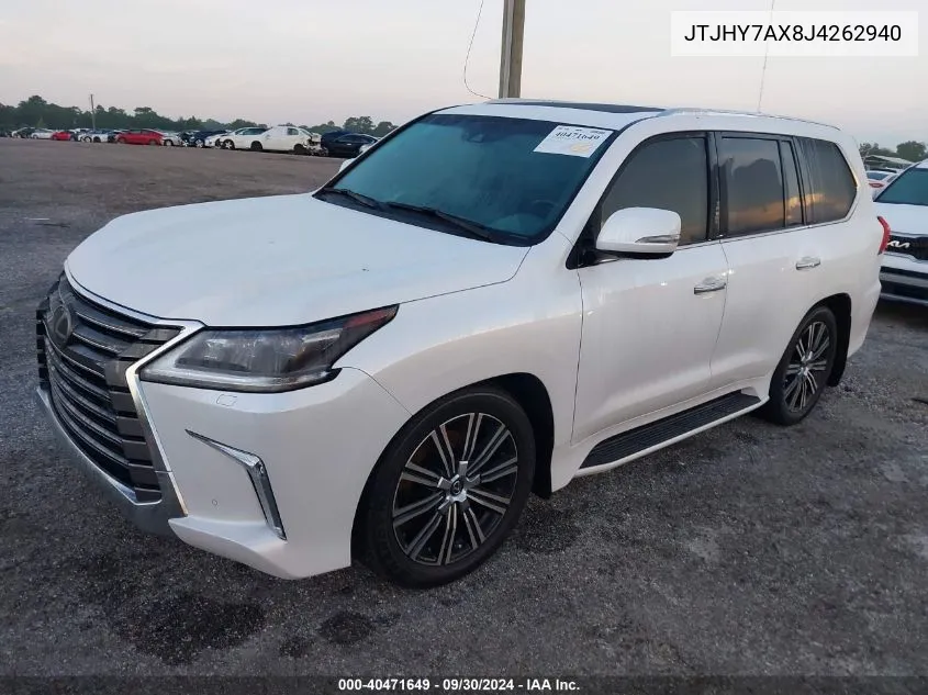 2018 Lexus Lx 570 Three-Row VIN: JTJHY7AX8J4262940 Lot: 40471649