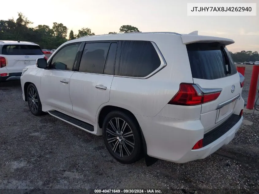 2018 Lexus Lx 570 Three-Row VIN: JTJHY7AX8J4262940 Lot: 40471649