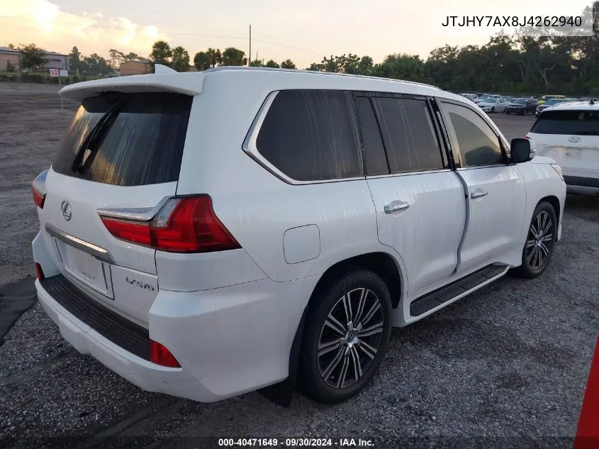 2018 Lexus Lx 570 Three-Row VIN: JTJHY7AX8J4262940 Lot: 40471649