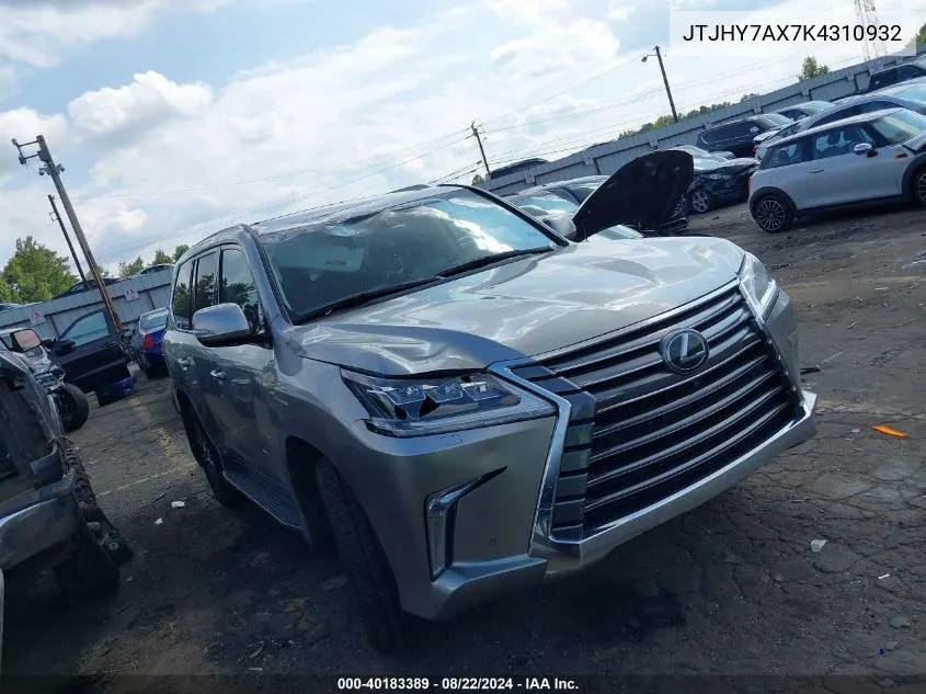 2019 Lexus Lx 570 Three-Row VIN: JTJHY7AX7K4310932 Lot: 40183389