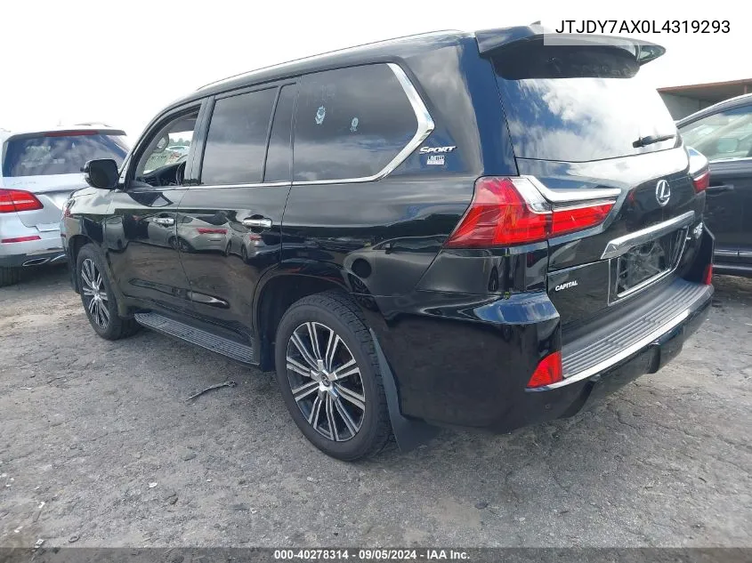 2020 Lexus Lx 570 Three-Row VIN: JTJDY7AX0L4319293 Lot: 40278314