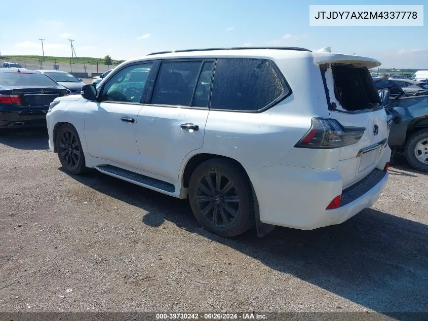 2021 Lexus Lx 570 Three-Row VIN: JTJDY7AX2M4337778 Lot: 39730242