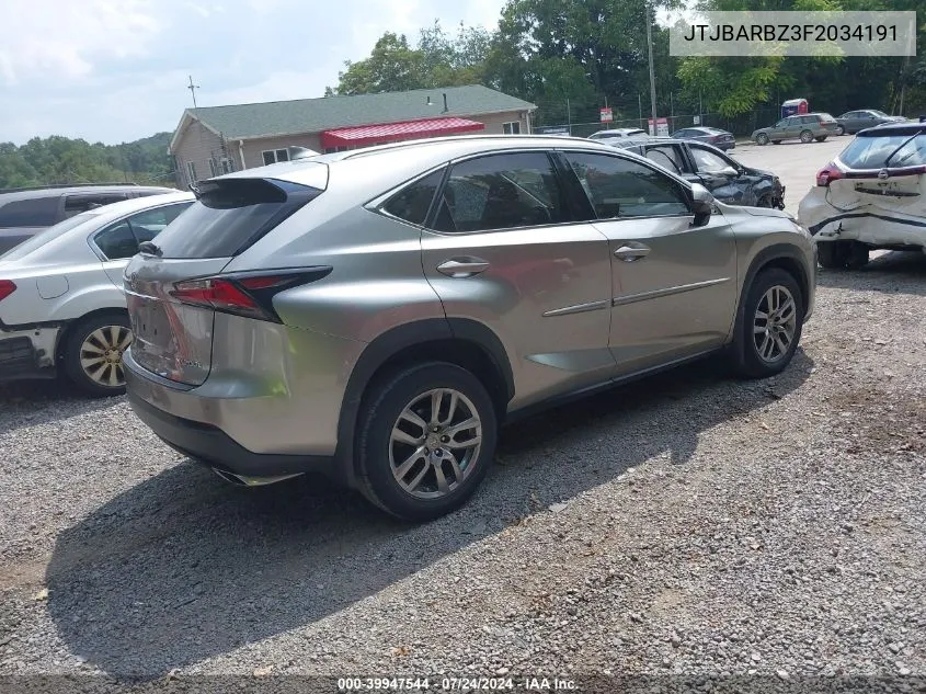 2015 Lexus Nx 200T VIN: JTJBARBZ3F2034191 Lot: 39947544