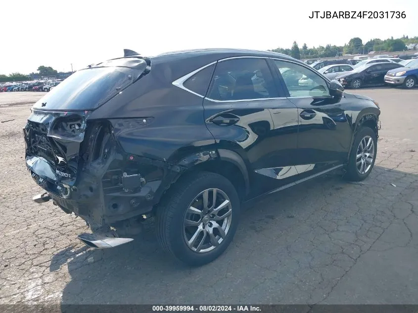 2015 Lexus Nx 200T VIN: JTJBARBZ4F2031736 Lot: 39959994