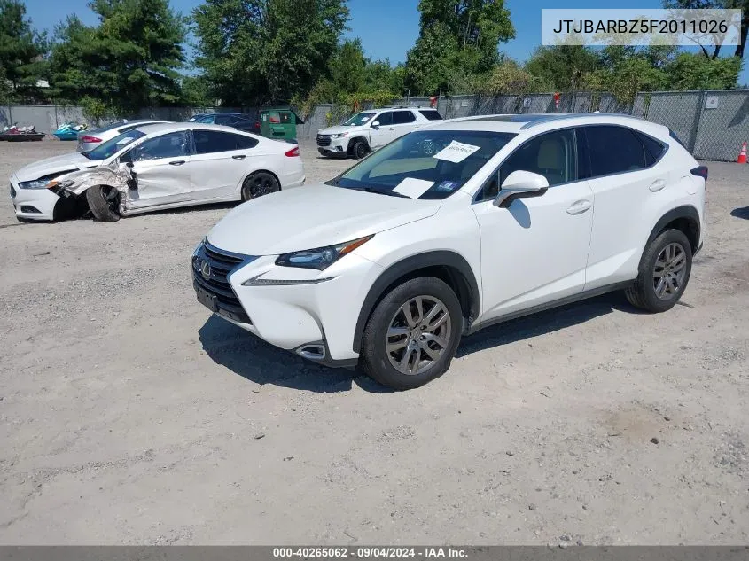 2015 Lexus Nx 200T VIN: JTJBARBZ5F2011026 Lot: 40265062