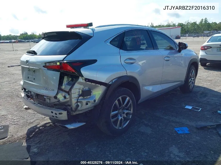 2015 Lexus Nx 200T VIN: JTJYARBZ2F2016310 Lot: 40325276