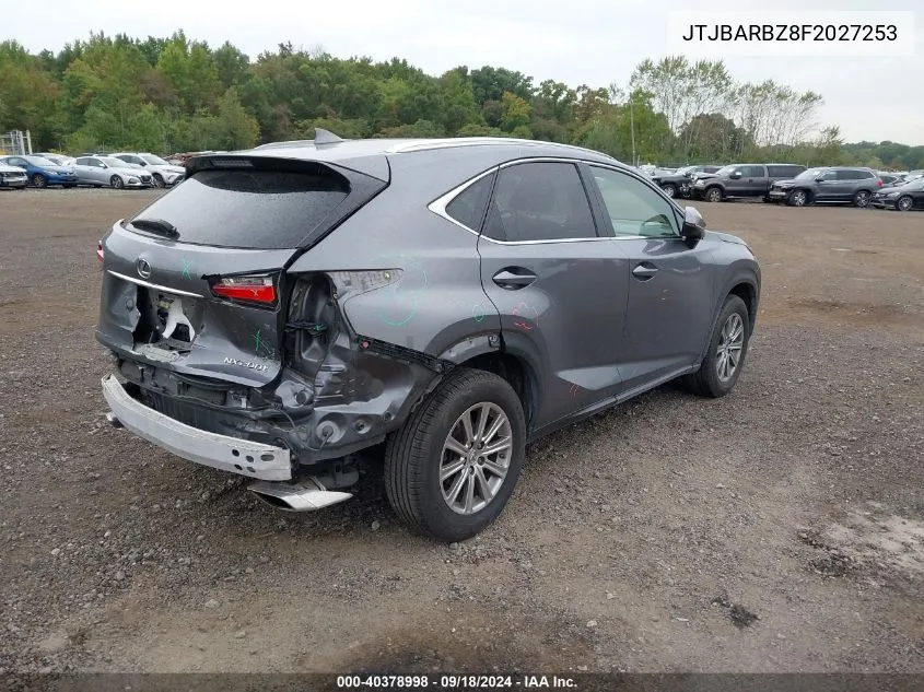 2015 Lexus Nx 200T VIN: JTJBARBZ8F2027253 Lot: 40378998