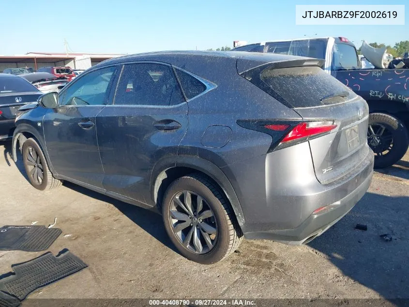 2015 Lexus Nx 200T F Sport VIN: JTJBARBZ9F2002619 Lot: 40408790