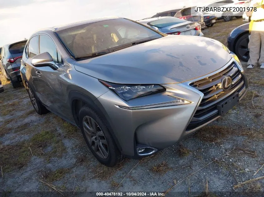 2015 Lexus Nx 200T VIN: JTJBARBZXF2001978 Lot: 40478192