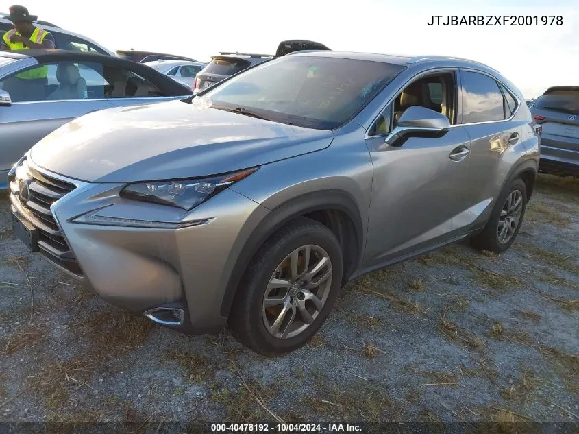 2015 Lexus Nx 200T VIN: JTJBARBZXF2001978 Lot: 40478192