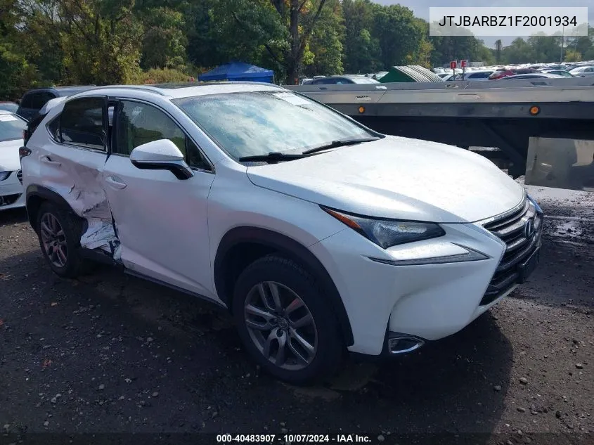 2015 Lexus Nx 200T VIN: JTJBARBZ1F2001934 Lot: 40483907