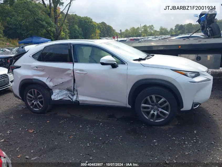 2015 Lexus Nx 200T VIN: JTJBARBZ1F2001934 Lot: 40483907