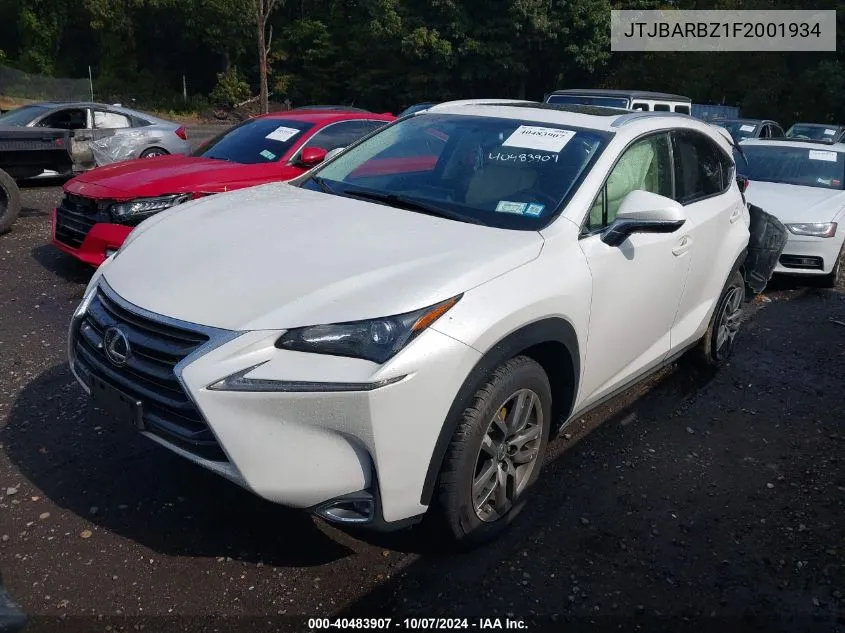 2015 Lexus Nx 200T VIN: JTJBARBZ1F2001934 Lot: 40483907